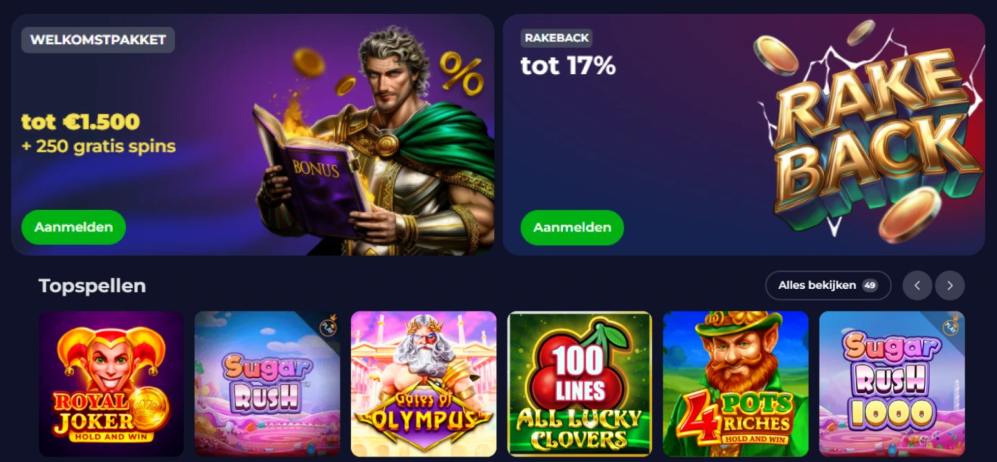 Casinopromoties en topspellen overzicht bij B7 Casino